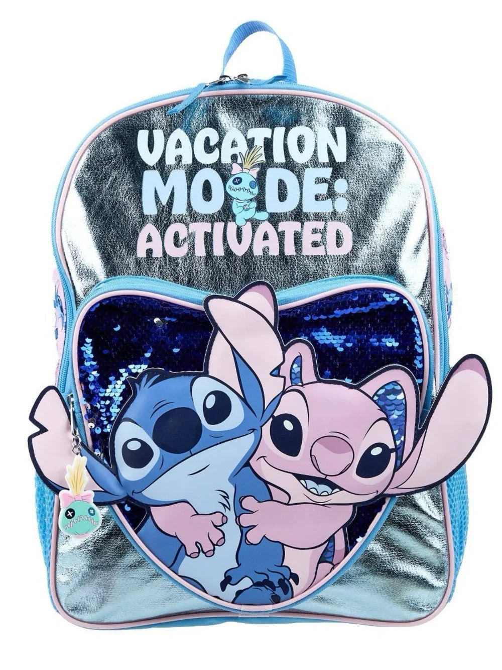 Disney Blue and Pink Lilo & Stitch Sequin Heart Kids Backpack T